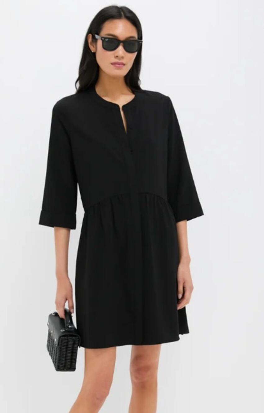 Tuckernuck Black Stretch Crepe Royal Shirt Dress Sz. XS